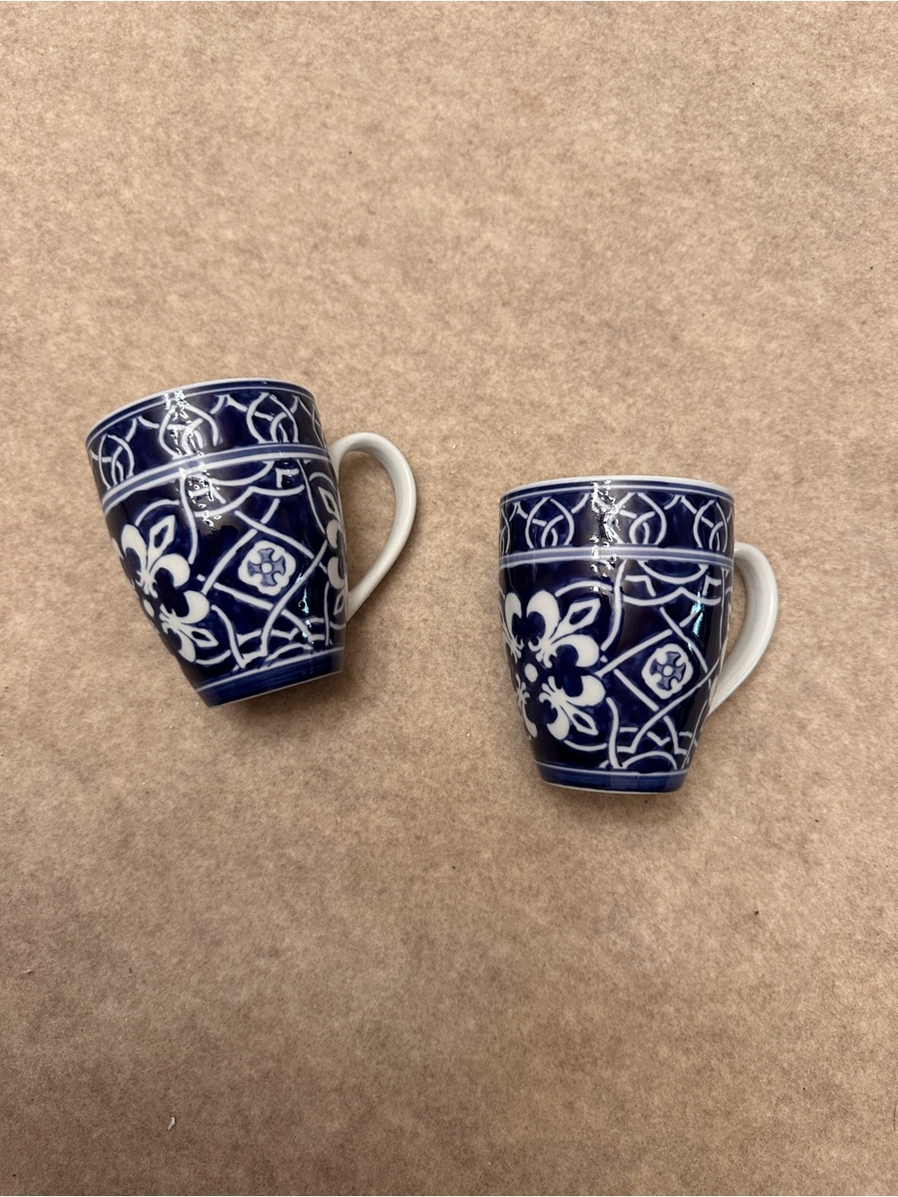 Target Home Catalina Medallion Cobalt Blue and White Porcelain Coffee Mugs Set